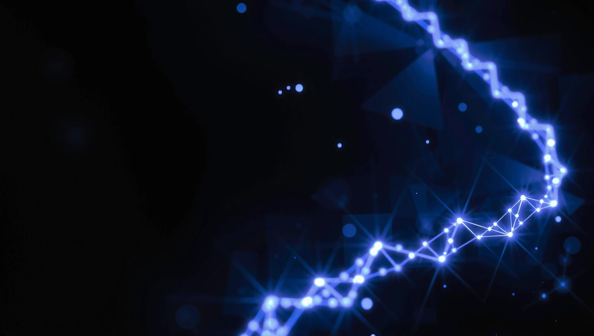 Abstract glowing particles representing digital data flow, creating a dynamic, futuristic background.