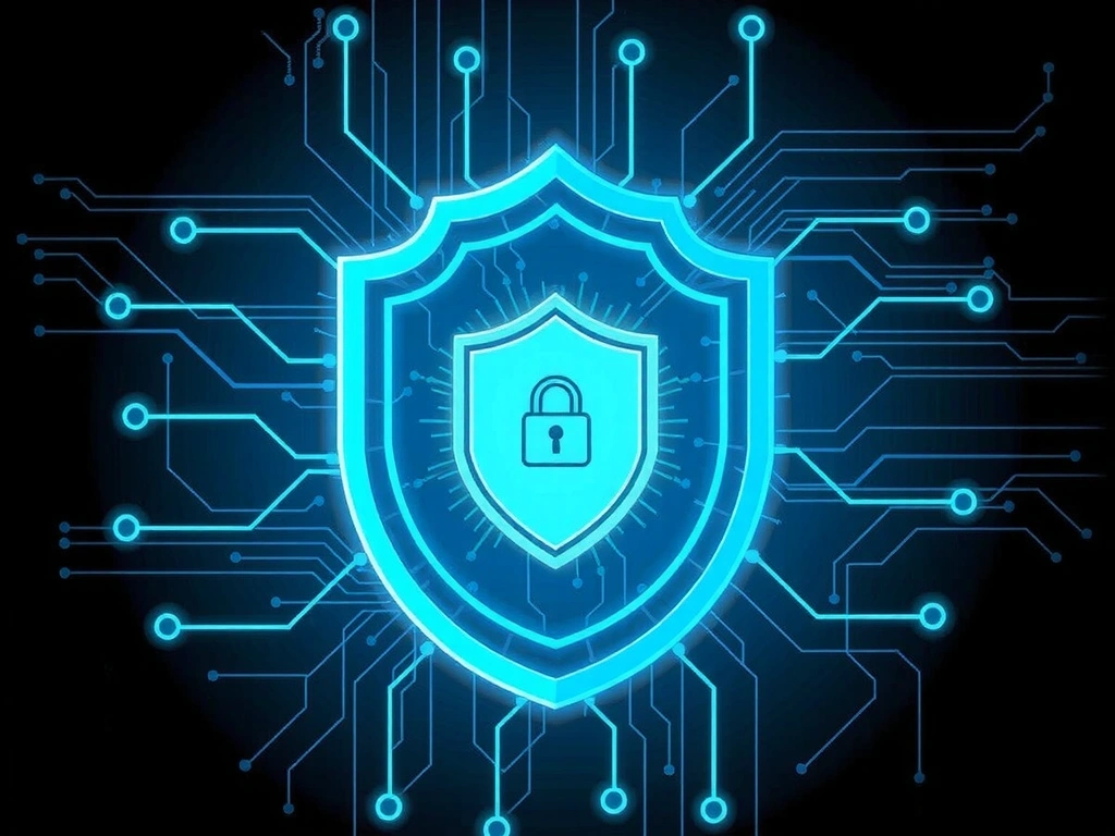 Cybersecurity shield protecting digital data