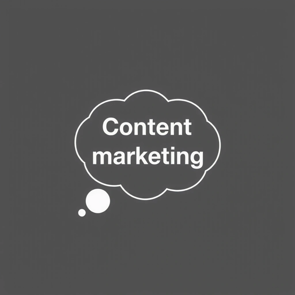 A thought bubble with creative elements inside, symbolizing content marketing.