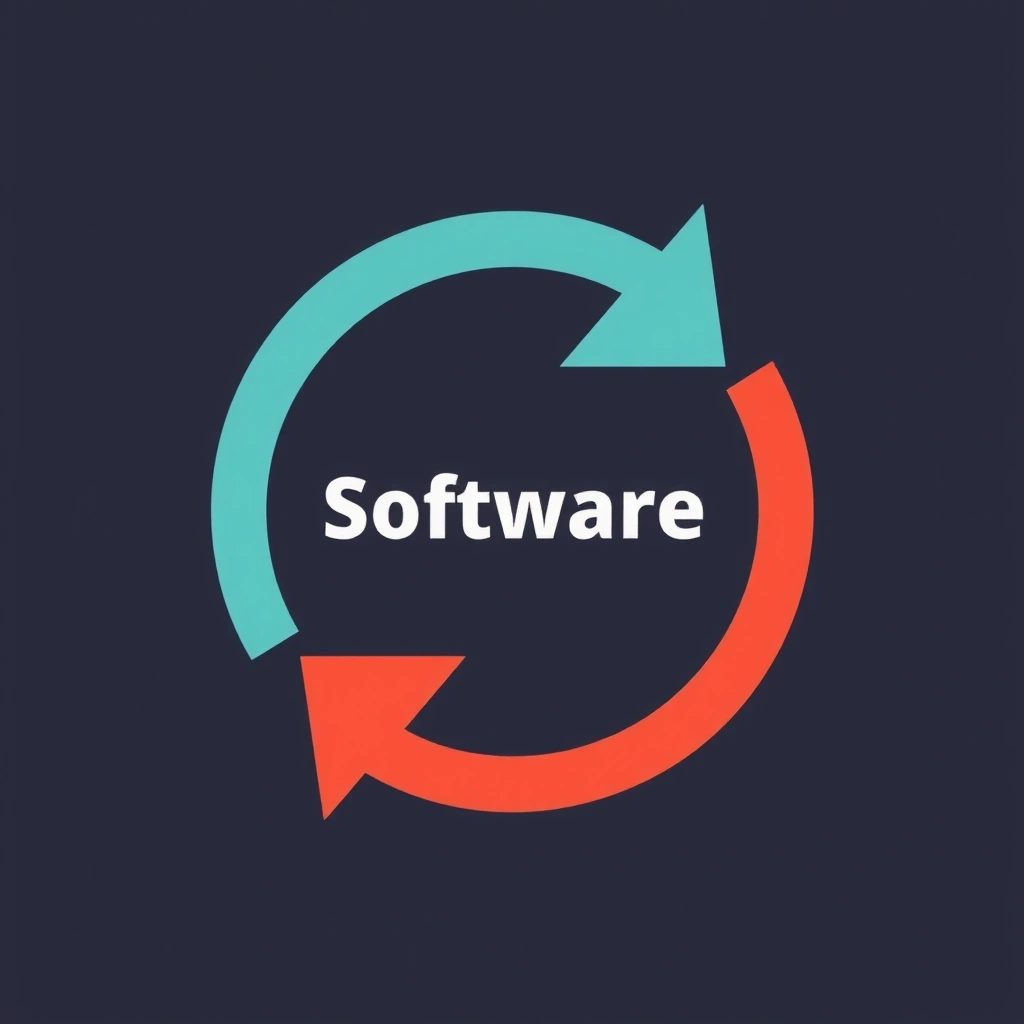 Two arrows rotating in a circle, symbolizing software updates.